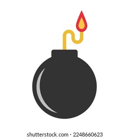 Bomba y chispa. Bomba en ignición. Vector.