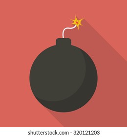 Bomb with sparkle. Flat design style