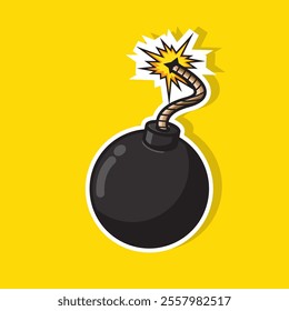 Bomb sticker cartoon design vector illustration