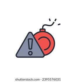 icono de amenaza de bomba. vector.Curso editable.Signo de estilo lineal para uso de diseño web,logotipo.Ilustración de símbolo.