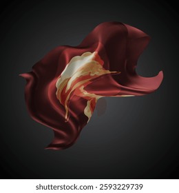Bomb, vector 3d flag with waves on a black background