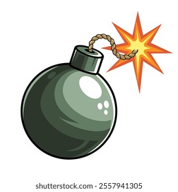 Bomb vector art with fire vector icon