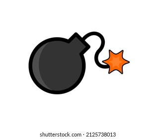Bomb Vector, bomb with burning wick, white background, Vector, Bomb,