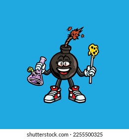 bomb vector dabbing bong hold wax nug weed cartoon