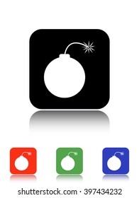 bomb vector icon - black and colored buttons