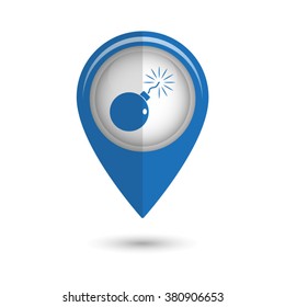 bomb - vector icon;  blue map pointer