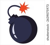 Bomb vector icon, explosive design for military or action concepts. Ideal for gaming and security themes.