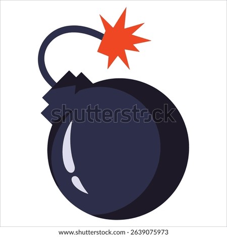 Bomb vector icon, explosive design for military or action concepts. Ideal for gaming and security themes.