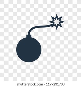 Bomb vector icon isolated on transparent background, Bomb transparency logo concept