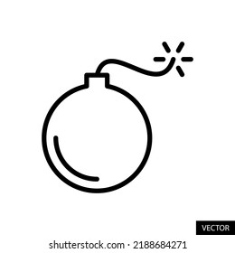 Bomb vector icon in line style design for website design, app, UI, isolated on white background. Editable stroke. EPS 10 vector illustration.