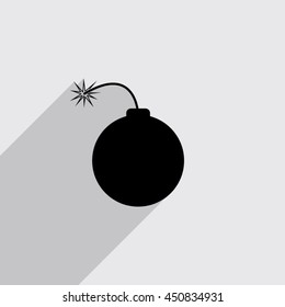 bomb vector icon with long shadow