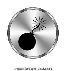 bomb - vector icon;  metal button