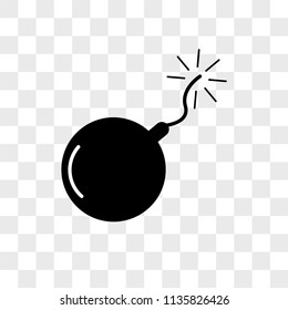 Bomb vector icon on transparent background, Bomb icon