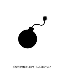 Bomb vector icon on white background. Danger sign. Explosive ball elements. Weapon symbol. War concept. Flat simple line design illustration.