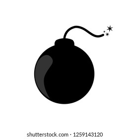 Bomb vector icon on white background. Danger sign. Explosive ball elements. Weapon symbol. War concept. Flat simple line design illustration.