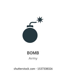 Bomb vector icon on white background. Flat vector bomb icon symbol sign from modern army collection for mobile concept and web apps design.