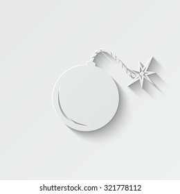 bomb vector icon - paper illustration