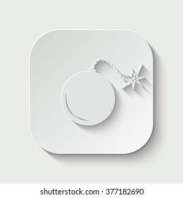 bomb vector icon - paper illustration