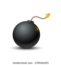Bomb vector icon, realistic dynamite violence illustration. Bomb fuse threat symbol
