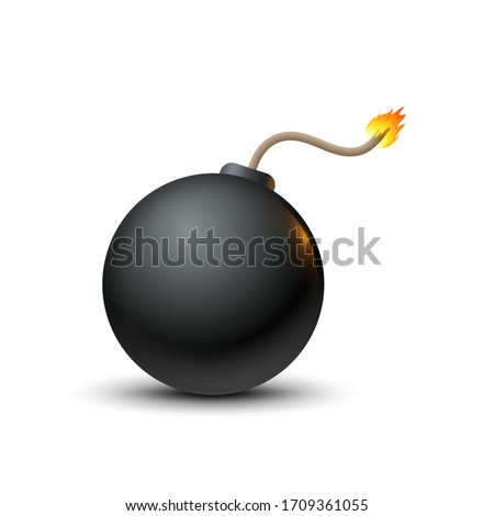 Bomb vector icon, realistic dynamite violence illustration. Bomb fuse threat symbol