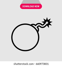 Bomb vector icon, Round bomb with burning end symbol. Simple, modern flat vector illustration for mobile app, website or desktop app 