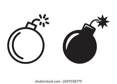 Bomb vector icon set, bomb icons silhouette vector illustration 