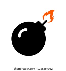 Bomb-Vektorsymbol. Bombensymbol mit Brandflamme einzeln Vektorgrafik EPS10
