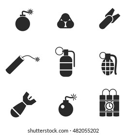 bomb vector icons. Simple illustration set of 9 bomb elements, editable icons, can be used in logo, UI and web design