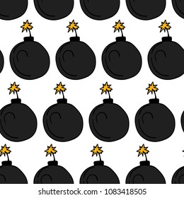 Bomb vector illustration. Doodle icon. Design, print, decor, textile, paper. Trendy flat style. Explosion danger concept.
