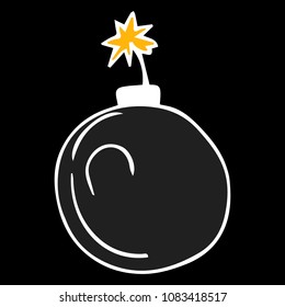 Bomb vector illustration. Doodle icon. Design, print, decor, textile, paper. Trendy flat style. Explosion danger concept.