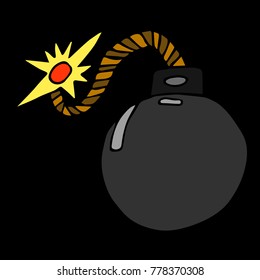 Bomb vector illustration. Doodle style. Design, print, decor, textile, paper
