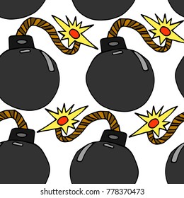 Bomb vector illustration. Doodle style. Design, print, decor, textile, paper