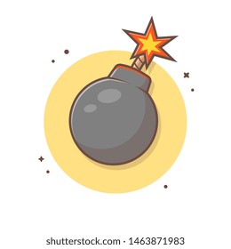 Bomb Vector Illustration. Game Mascot Logo. Vector Bomb Icon. Explode. Burning Bomb. Burning Wick. Flat Cartoon Style Suitable for Web Landing Page,  Banner, Flyer, Sticker, Card, Background