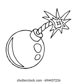 Bomb. Vector illustration of a bomb. Hand drawn bomb.