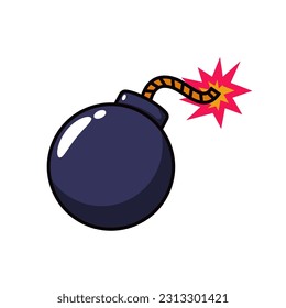 Ilustración de vector de bomba en diseño simple aislado en fondo blanco. Caricatura de bomba