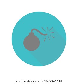 Icono de sombra larga del vector de bomba. Glifo simple, vector plano de iconos web para ui y ux, sitio web o aplicación móvil