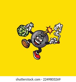 Bombenvektorrauchgelenk mit Krautkartoon