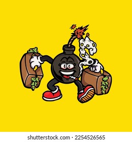 Bombenvektorrauchgelenk mit Krautkartoon