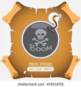Bomb. Vector stickers on the pirate theme.