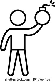 icono de línea delgada vector de bomba