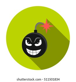 Bomb virus icon in flat style isolated on white background. Personal computer symbol stock vector illustration.