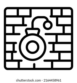 Bomb-Wandsymbol Umriss-Vektorgrafik. Courage Business. Zielvorgabe