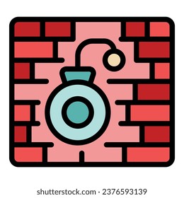 Vector de contorno de icono de la pared de la bomba. Negocios de valor. Color de desafío de objetivo
