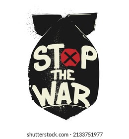 Bomb warhead in the air. Stop the war