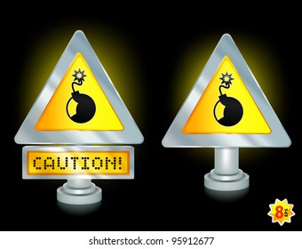 Bomb warning sign. Mesh & gradients.