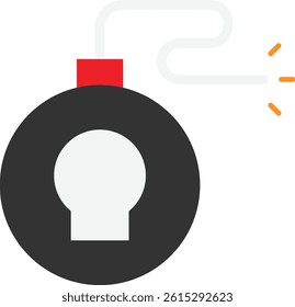 Bomb Weapon Ecplosion Icon Vector Flat Illustration