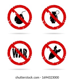 bomb weapon red sign set design illustration