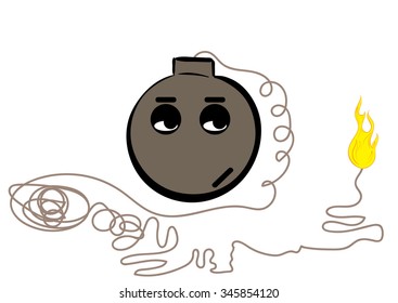 The bomb which was tired to wait with the long burning wick