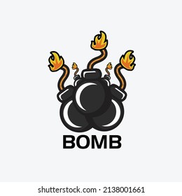 Icono de bomba, mecha y explosión. Concepto de operación de dispositivo explosivo. Elemento aislado sobre un fondo blanco. Ilustración vectorial. Estilo plano.