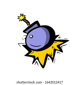 A bomb with a wick. Vector illustration